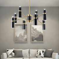 Lustre contemporain en fer noir, luminaires suspendus pour hôtel, lampe de plafond G9 pour restaurant, lampe suspendue pour la maison