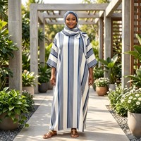 Robe longue africaine pour femme, style Kanga, à manches cape rayées, grande taille, légère, respirante, tenue traditionnelle modeste, en Spandex et Polyester