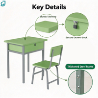 Ensemble de bureau et chaise ergonomiques modernes avec structure en acier et plateau en HDF pour salle de classe