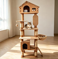 Arbre à chat multifonctionnel moderne et durable en liège naturel à 6 niveaux, grand complexe pour chat avec poteaux à gratter en sisal