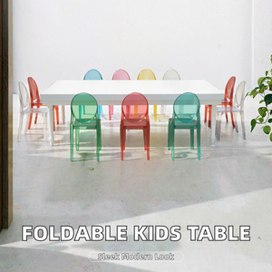 2026 Modern <b>Foldable</b> Rectangle Acrylic White 10-Seater Safety Children's <b>Dining</b> Event <b>Table</b> for Bedroom Hotel School Gym Use - Product Image 2