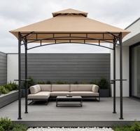 UPLION Gazebo de jardin à double niveau avec grillades, étagères latérales et crochets pour barbecue extérieur, patio, jardin et terrasse