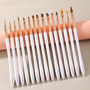 White Gold Nail Art Brush Set Light Therapy Painting Liner Detail Drawing <b>Builder</b> Gel French Crystal Carving Pen Manicure Brush - Product Image 1