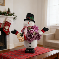 Couverture de pot de fleurs en forme de bonhomme de neige de Noël, en polyester de haute qualité, taille personnalisée, certifiée BSCI, OEM/ODM disponible, fabrication en usine