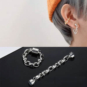 Boucles d'oreilles clips personnalisées couleur or pour femme, plaquées or 14k 18k PVD, acier inoxydable 316L, magnétiques, pour femmes et hommes - Product Image 3