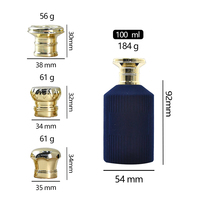 Bouteille vide de parfum de velours de luxe noir bleu pompe à sertir pulvérisateur 100ml bouteille de parfum de flocage en verre