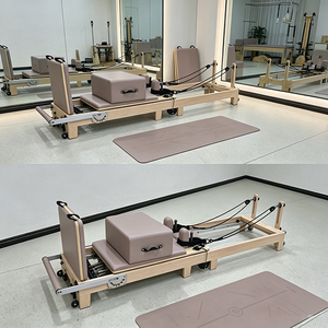 Nuevo Reformer de Pilates Maple con Bisagras Ocultas, Acabado en Madera Natural, Máquina Profesional de Yoga para Gimnasio en <span class=keywords><strong>Casa</strong></span> - Product Image 2