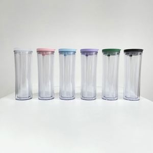 20Oz Bpa Free Clear Acrylic Pre Drilled Snow Globe Glow in Dark Double <b>Wall</b> Plastic Curve Tumblers Suitable for <b>Vinyl</b> - Product Image 2