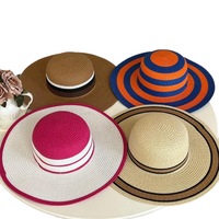 Conjunto de Sombrero de Paja Panamá de Ala Ancha para Mujer y Bolso de Playa de Gran Capacidad para el Verano