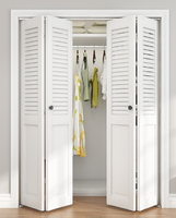 Porte en bois HDF à double persienne de style français moderne avec finition imperméable pour placard ou buanderie, utilisation intérieure