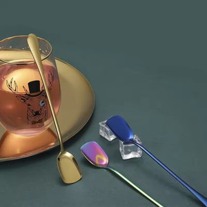 Cuillères longues lavables au lave-vaisselle pour cocktails et desserts Pelle polie Cuillère à remuer Cuillère à crème glacée en acier inoxydable - Product Image 6