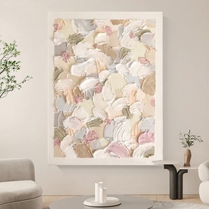 Hand Painted Oil Painting Modern Minimalist Textured Art Creamy Abstract <b>Wall</b> Decor For Living Room Sofa Background Metal <b>Frame</b> - Product Image 3
