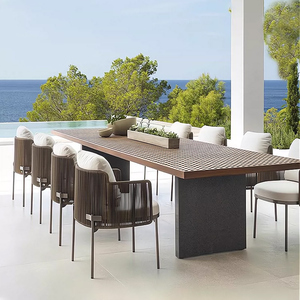 Set da Pranzo per Esterni in Teak con Telaio in Acciaio Inossidabile e Rattan PE per Giardini, Patio, Australia Kuwait - Product Image 3