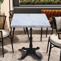 Table à Manger Carrée à Usage Commercial pour Restaurant et Café, Plateau en Marbre Italien, Piétement en Métal