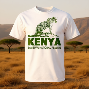 T-shirt Unisex Girocollo a Maniche Corte con Design Leopardo della Riserva Nazionale Samburu in Kenya - Stile Safari e Fauna Selvatica - Product Image 2
