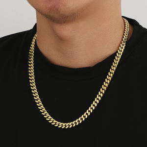 ヒップホップキューバ2mm-9mm 316Lステンレススチールネックレスロブスター留め金女性14kゴールドPVDメッキカーブチェーンキューバリンクチェーン - Product Image 3