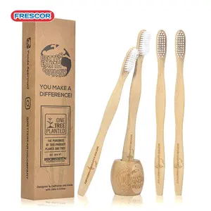 Aanpasbare Laser Logo Ecologische Ecologic Nylon 4 Pack Tandenborstels Kit Set Bamboe Tandenborstel Tandenborstel