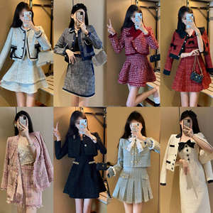 Traje <span class=keywords><strong>de</strong></span> tweed a cuadros <span class=keywords><strong>de</strong></span> dos piezas para <span class=keywords><strong>mujer</strong></span>, <span class=keywords><strong>chaqueta</strong></span> <span class=keywords><strong>de</strong></span> manga larga <span class=keywords><strong>con</strong></span> <span class=keywords><strong>falda</strong></span>, conjunto <span class=keywords><strong>de</strong></span> <span class=keywords><strong>Chaqueta</strong></span> corta y <span class=keywords><strong>falda</strong></span> <span class=keywords><strong>de</strong></span> moda <span class=keywords><strong>de</strong></span> invierno - Product Image 1