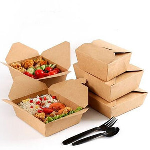 Disposable Lunch Box Takeaway Food Kraft Paper Paper Box For Picnic Food Packaging