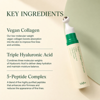 Sérum pour les yeux au collagène végétalien à marque privée, triple boost de peptides HA, élasticité de la peau, atténuation des ridules et cernes, 0,33 fl oz