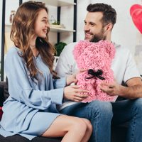 Ours en Roses Artificielles pour la Saint-Valentin, Décoration avec Lumières en Boîte, Ours en Peluche pour Femme, Petite Amie, Cadeau d'Anniversaire