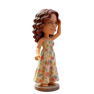 Figura Coleccionable Personalizada de Resina con Cabeza Oscilante, Estilo Veraniego, Vestido Tropical, Regalo Personalizado - Product Image 2