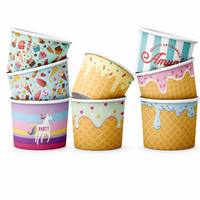 Gobelets en papier jetables pour crème glacée, personnalisables, pour gelato et desserts, qualité alimentaire, empilables, vente en gros