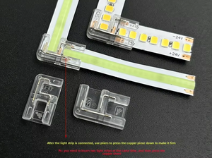 ตัวเชื่อมต่อแถบไฟ LED แบบ 2 พิน COB ไม่ต้องบัดกรี โปร่งใส O2P OA2P แบบคลิปหนีบ เชื่อมต่อเร็ว ไร้รอยต่อ แรงดันต่ำ สำหรับตู้เก็บของในบ้าน - Product Image 5