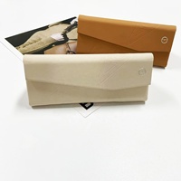 Étui rigide pliable rectangulaire en cuir pour lunettes de soleil, boîte de rangement portable pour lunettes avec emballage de marque et logo personnalisé