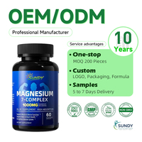 Capsules de magnésium 7-complexes 1000 mg OEM/ODM, 60 capsules végétariennes, complément de magnésium tout-en-un