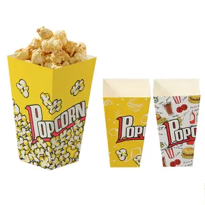 Biodégradable personnalisé imprimé mini boîtes de pop-corn emballage alimentaire en carton décoration Party Favors pop-corn papier seau en gros