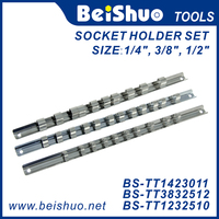 Organisateur de douilles en métal, lot de 3, 1/4 po, 3/8 po, 1/2 po, rail pour douilles, organisateur de douilles et clips pour douilles