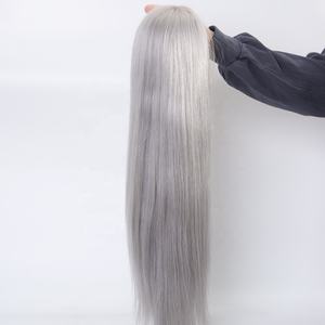 วิกผมตรงสีเงินเทา <span class=keywords><strong>ยาว</strong></span> 18 นิ้ว <span class=keywords><strong>ผม</strong></span>แท้จากยุโรป  ฐานลูกไม้โปร่งใสแบบ HD วิกผมแบบเต็มศีรษะ ขายส่ง - Product Image 2
