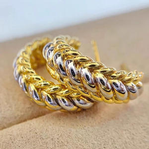 Orecchini a Cerchio Tiffany & Co. in Oro Massiccio 18K, Design Classico a Motivo Vegetale, Unisex, per Uso Quotidiano, Modello E3377 Bicolore - Product Image 3