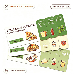 สมุดบัตรกำนัลหลายชั้นสำหรับร้านเบเกอรี่และร้านเค้กในงานเปิดตัว แผ่น<span class=keywords><strong>คูปอง</strong></span>แบบเจาะรูพร้อมธีมที่กำหนดเองบนกระดาษคราฟท์ - Product Image 1