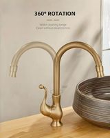 Robinet de cuisine en laiton antique, 360° °   Robinet de cuisine haut pivotant, en bronze, mitigeur monocommande, robinet d'évier à bec haut arqué