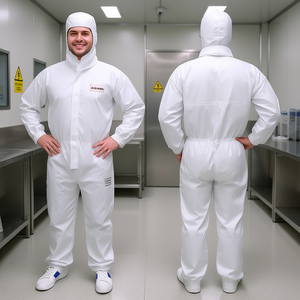 Tuta Monouso Kido Parks L Antistatica con Cuciture Saldate, Tuta da Laboratorio Microporosa Bianca, Vestibilità Elastica, Impermeabile con Cerniera - Product Image 2