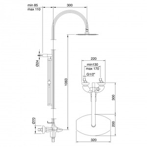 Set elegante da bagno con colonna doccia a parete Treemme Hedó - Product Image 2