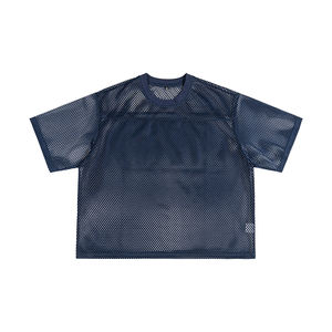 Camiseta Deportiva Personalizable de Malla con Corte Holgado para Hombre, Manga Corta, Informal, con Estampado de Cuadrícula Poligonal - Product Image 4