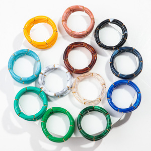 Wofish đồ trang sức đa màu sắc căng ba mảnh Acrylic Ống <span class=keywords><strong>Bangle</strong></span> <span class=keywords><strong>Set</strong></span> - Product Image 3