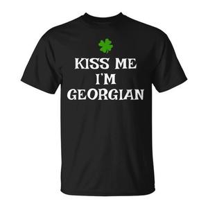 T-shirt Kiss Me I'm Georgian pour la Saint-Patrick, noir, grande taille pour homme - Product Image 1