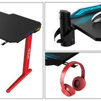 Bureau de jeu d'ordinateur rouge de 120cm Table de jeu PC RVB avec lumière LED Bureau Esports Fabricant Bureau Gamer