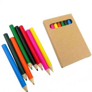 Lot de 8 crayons de couleur mini demi-taille personnalisés en gros avec boîte en papier kraft recyclé pour le dessin des artistes et des enfants - Product Image 1