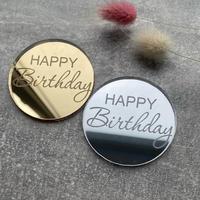 Neue hochwertige Gold runde Acryl alles Gute zum Geburtstag Cake Topper Kuchen Zubehör Party Kuchen Dekoration liefert Cupcake Topper