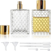 Flacons de parfum/cosmétiques rectangulaires en verre rechargeables avec entonnoir compte-gouttes, atomiseur à fine brume, portables pour le voyage, fabriqués en Chine