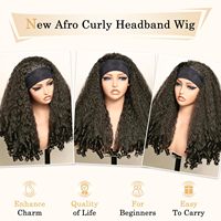 Perruque bandeau afro bouclée 4C pour femmes noires, synthétique sans colle, fabriquée à la machine, densité 180%, cheveux naturels noirs rebondissants, 24 pouces
