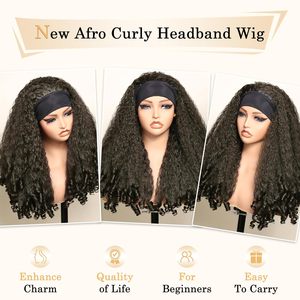 Muestra Gratis: Peluca Afro Rizada 4C con Diadema para Mujeres Negras, 180% de Densidad, Sintética, Sin Pegamento, Hecha a Máquina, Larga y Voluminosa, Venta al Por Mayor - Product Image 4
