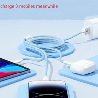 Kabel usb 1.2m 3 in 1, pengisian daya Cepat 2,4 A kepang nilon