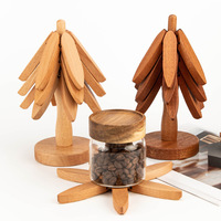 Sous-plats en bois modernes, protection pour plats chauds, sous-verres pliables, support pour théière, sous-plat décoratif en forme d'arbre, écologique