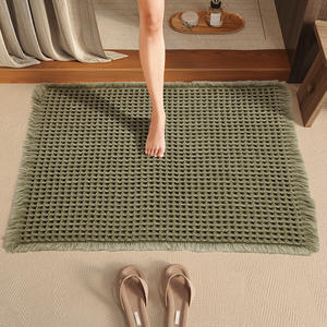 Tapis de bain YOULTTAN en tissu gaufré absorbant, ultra doux, antidérapant, lavable en machine, avec pompons, pour salle de bain - Product Image 5